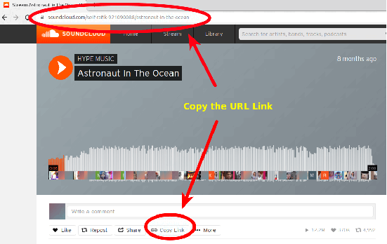 Copy SoundCloud Song URL Link